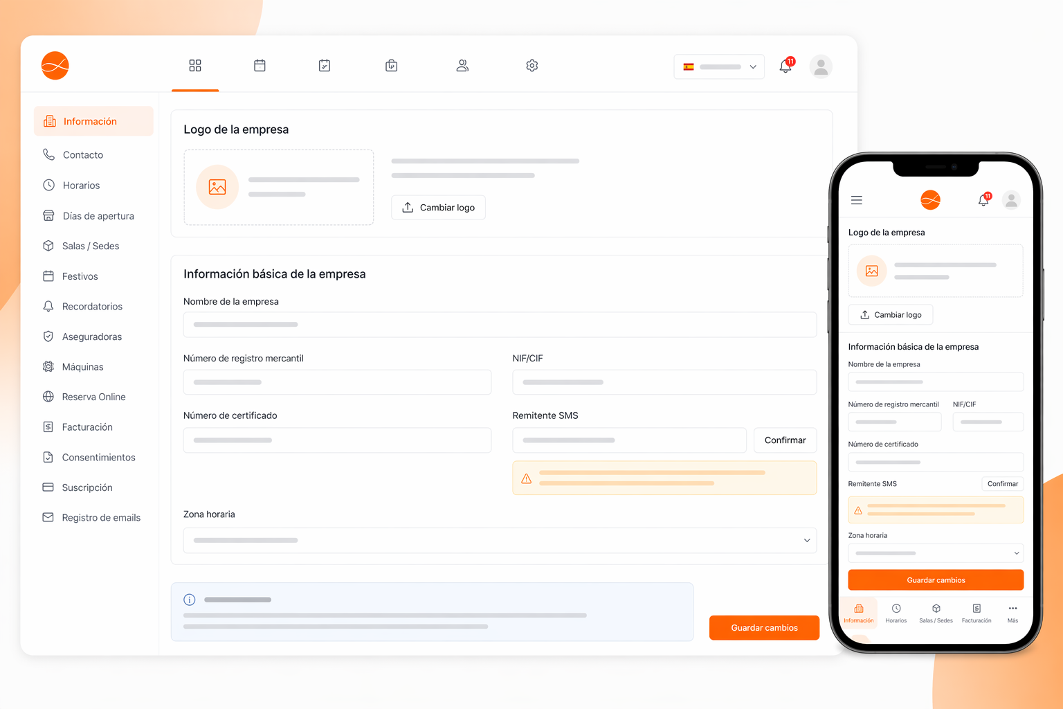 Configuración de empresa en JustBookIt